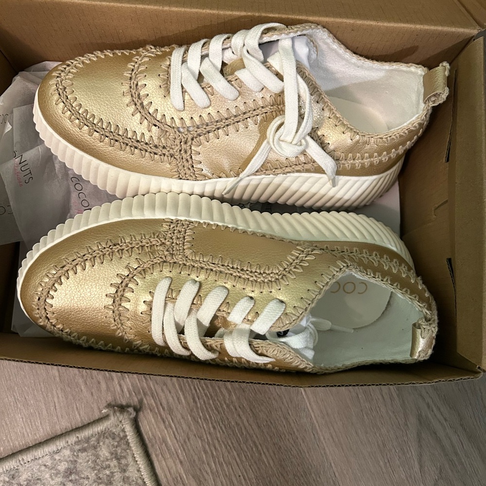 Coconuts by Matisse Gold and White Low-Top Sneakers